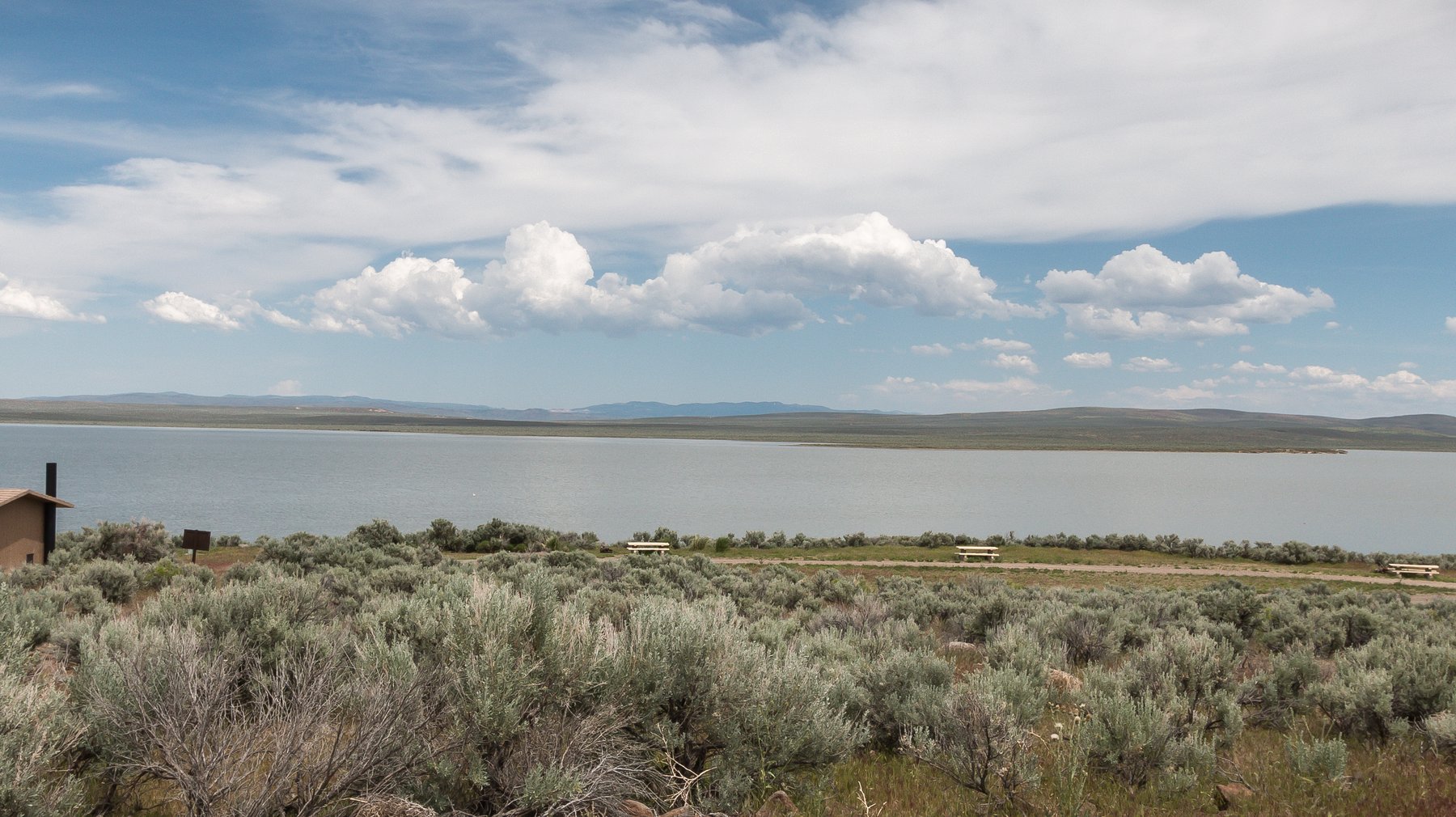 Calm water of Antelope Reservoir near Jordan Valley